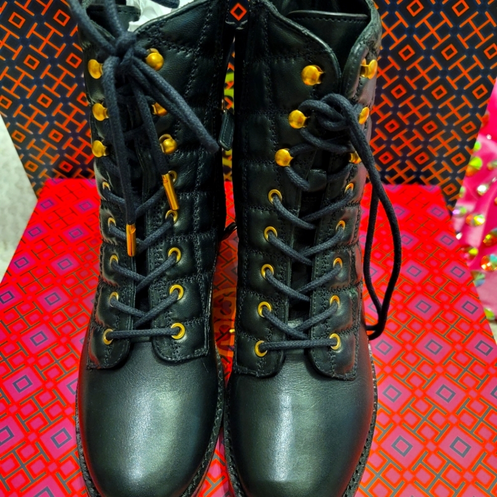 Tori Burch Quilted Combat Boots